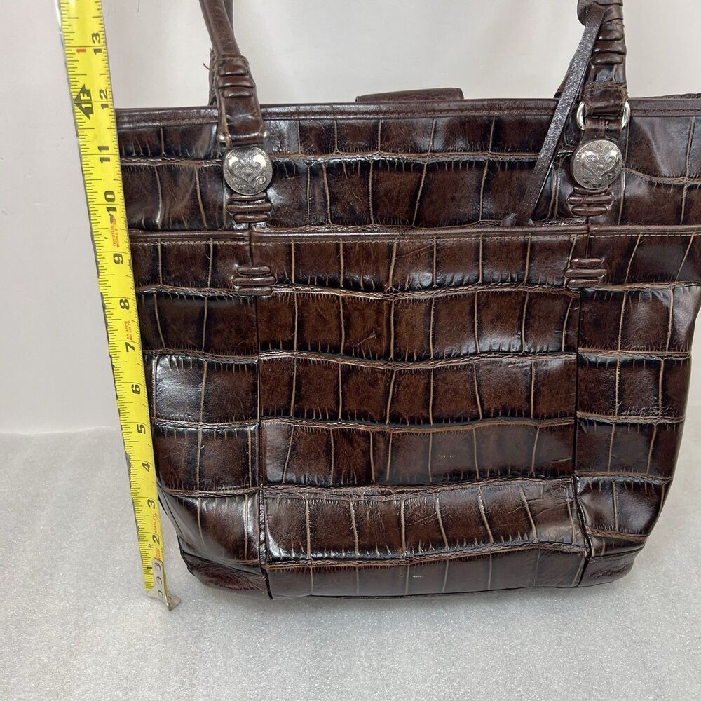 Brighton Brown Croc Embossed Leather Tote Shoulder Bag Heart Charm - Picture 14 of 14